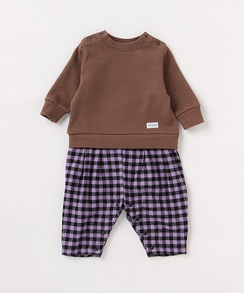 b・ROOM(ビールーム)の「アップリケつきドッキングカバーオール(ロンパース・キッズ・グリーン/ブラウン/ブラック/オフホワイト・80cm/70cm)」の1枚目の写真