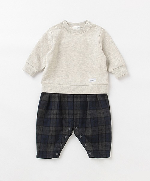 b・ROOM(ビールーム)の「アップリケつきドッキングカバーオール(ロンパース・キッズ・グリーン/ブラウン/ブラック/オフホワイト・80cm/70cm)」の2枚目の写真