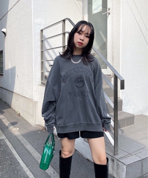 WHO'S WHO gallery（フーズフーギャラリー）の「【KOOKY'N/クーキー】IVYカレッジ刺繍スウェットクルー（スウェット・レディース・アッシュグレー/ブラック/ネイビー/グリーン・FREE）」の10枚目の写真