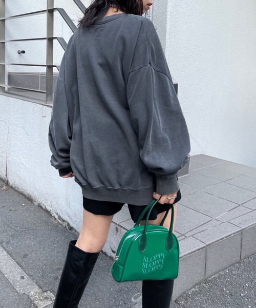 WHO'S WHO gallery（フーズフーギャラリー）の「【KOOKY'N/クーキー】IVYカレッジ刺繍スウェットクルー（スウェット・レディース・アッシュグレー/ブラック/ネイビー/グリーン・FREE）」の8枚目の写真