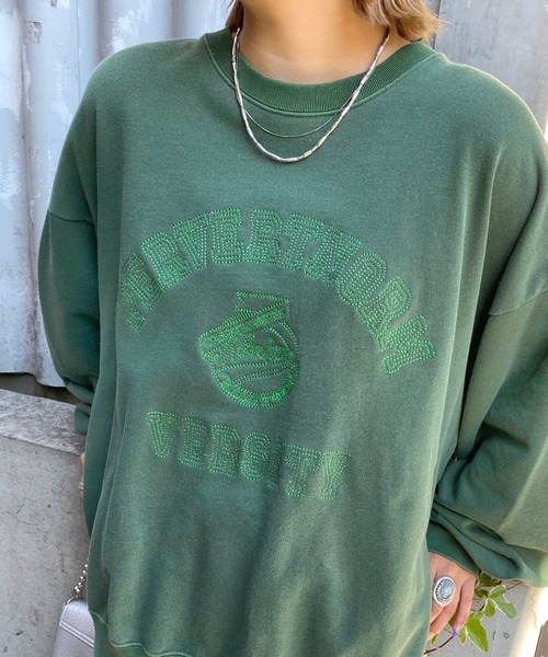 WHO'S WHO gallery（フーズフーギャラリー）の「【KOOKY'N/クーキー】IVYカレッジ刺繍スウェットクルー（スウェット・レディース・アッシュグレー/ブラック/ネイビー/グリーン・FREE）」の15枚目の写真