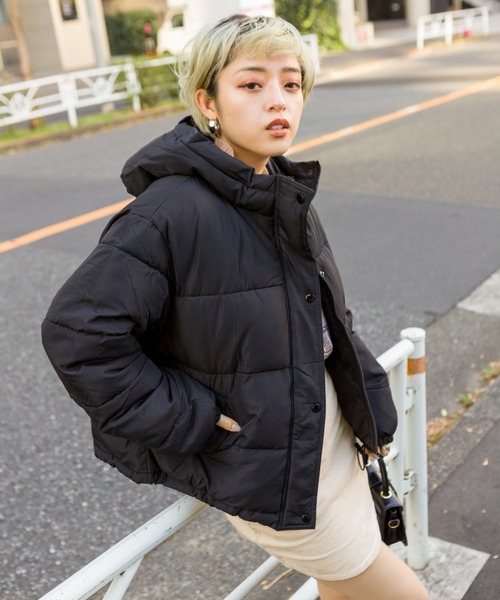 SpRay(スプレイ)の「フードフェイクダウン(ダウンジャケット/コート・レディース・ブラック/ベージュ/ブラウン/アイボリー/ライトカーキ・FREE)」の3枚目の写真