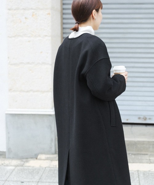 FORK&SPOON（フォークアンドスプーン）の「【WEB限定】FORK&SPOON　Vネックロングコート（その他アウター・レディース・ホワイト系その他/ブラック・ONE）」の10枚目の写真