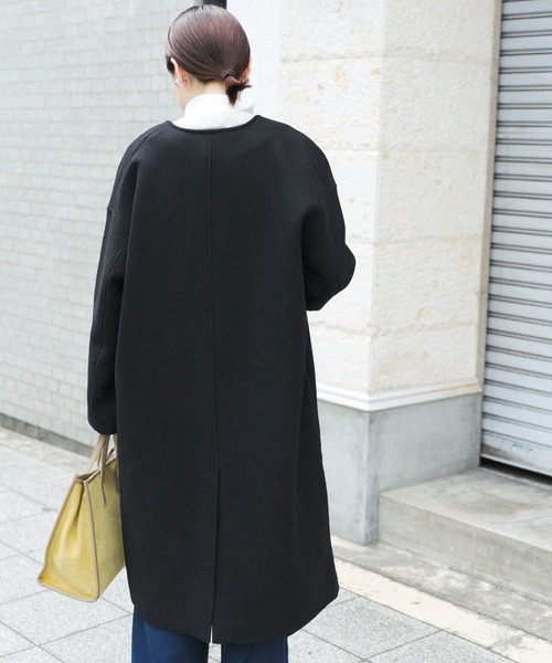 FORK&SPOON（フォークアンドスプーン）の「【WEB限定】FORK&SPOON　Vネックロングコート（その他アウター・レディース・ホワイト系その他/ブラック・ONE）」の11枚目の写真