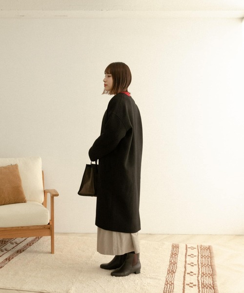 FORK&SPOON（フォークアンドスプーン）の「【WEB限定】FORK&SPOON　Vネックロングコート（その他アウター・レディース・ホワイト系その他/ブラック・ONE）」の15枚目の写真