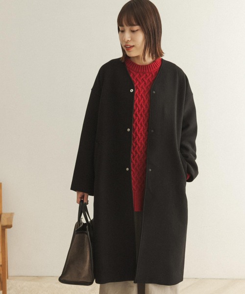 FORK&SPOON（フォークアンドスプーン）の「【WEB限定】FORK&SPOON　Vネックロングコート（その他アウター・レディース・ホワイト系その他/ブラック・ONE）」の17枚目の写真