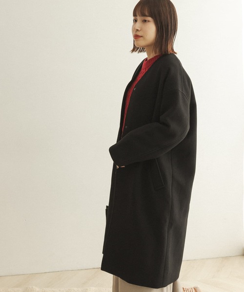 FORK&SPOON（フォークアンドスプーン）の「【WEB限定】FORK&SPOON　Vネックロングコート（その他アウター・レディース・ホワイト系その他/ブラック・ONE）」の18枚目の写真
