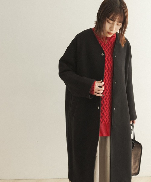 FORK&SPOON（フォークアンドスプーン）の「【WEB限定】FORK&SPOON　Vネックロングコート（その他アウター・レディース・ホワイト系その他/ブラック・ONE）」の21枚目の写真