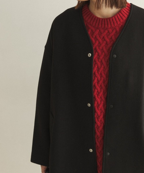 FORK&SPOON（フォークアンドスプーン）の「【WEB限定】FORK&SPOON　Vネックロングコート（その他アウター・レディース・ホワイト系その他/ブラック・ONE）」の22枚目の写真