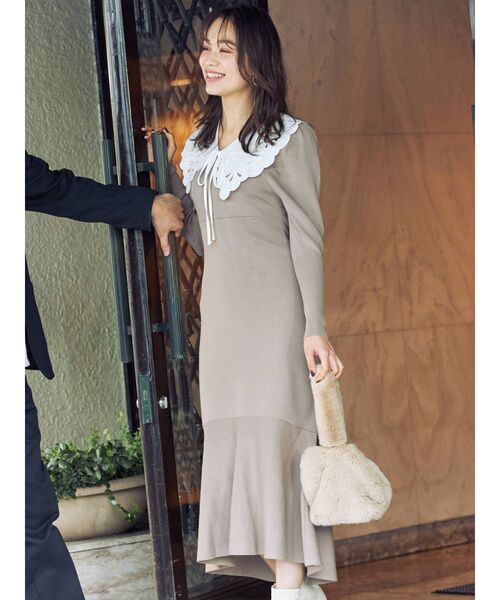 MERCURYDUO（マーキュリーデュオ）の「衿付き2WAYニットワンピース（ワンピース・レディース・ブラック/パープル/ベージュ・SMALL/MEDIUM）」の18枚目の写真