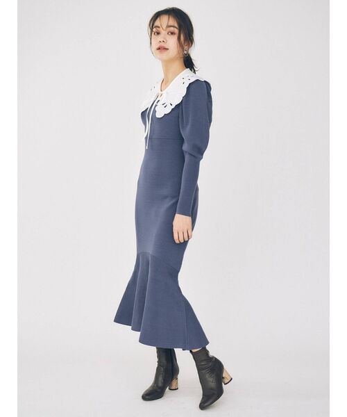 MERCURYDUO（マーキュリーデュオ）の「衿付き2WAYニットワンピース（ワンピース・レディース・ブラック/パープル/ベージュ・SMALL/MEDIUM）」の10枚目の写真