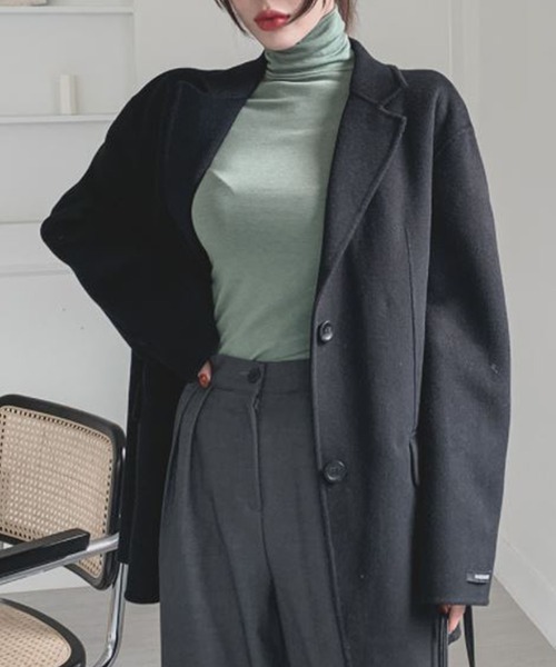 CEMONEMO(セモネモ)の「無地 タートルネック プルオーバー(Tシャツ/カットソー・レディース・ブラック/ベージュ/ホワイト/グリーン・FREE)」の7枚目の写真