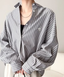 classicalelf | 気分が上がる、毎日にちょうどいい。Happyストライプ！ワンポイント刺繍BIGシルエットシャツ(シャツ/ブラウス)