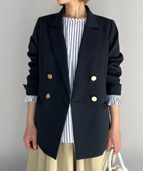 PICCIN(ピッチン)の「ゴールドボタンダブルジャケット(テーラードジャケット・レディース・ブラック/ネイビー/グレイッシュベージュ・M/L)」の3枚目の写真