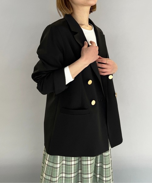 PICCIN(ピッチン)の「ゴールドボタンダブルジャケット(テーラードジャケット・レディース・ブラック/ネイビー/グレイッシュベージュ・M/L)」の2枚目の写真