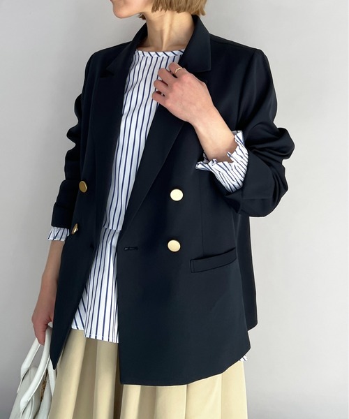 PICCIN(ピッチン)の「ゴールドボタンダブルジャケット(テーラードジャケット・レディース・ブラック/ネイビー/グレイッシュベージュ・M/L)」の10枚目の写真