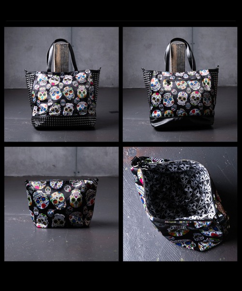BLACK JACKALL CROWN(ブラックジャッカルクラウン)の「BLACK JACKALL CROWN ナイロン スタッズ デコレーション 2WAY トートバッグ ポーチ付き(トートバッグ・レディース・ブラック・FREE)」の9枚目の写真