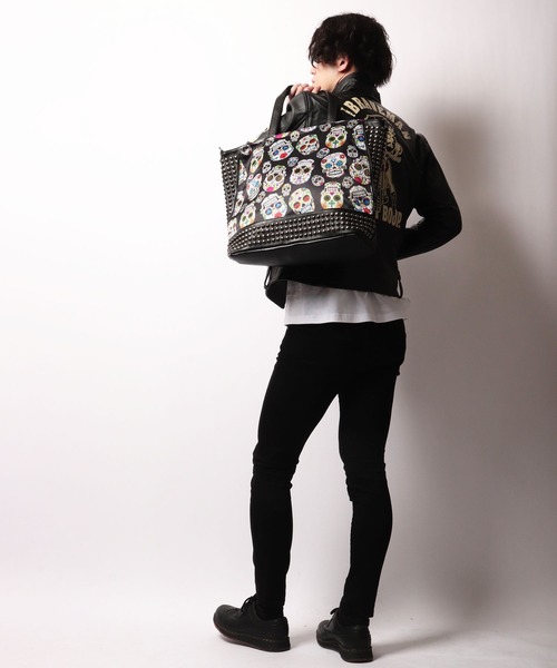 BLACK JACKALL CROWN(ブラックジャッカルクラウン)の「BLACK JACKALL CROWN ナイロン スタッズ デコレーション 2WAY トートバッグ ポーチ付き(トートバッグ・レディース・ブラック・FREE)」の18枚目の写真
