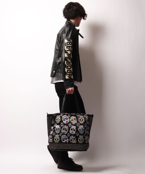 BLACK JACKALL CROWN(ブラックジャッカルクラウン)の「BLACK JACKALL CROWN ナイロン スタッズ デコレーション 2WAY トートバッグ ポーチ付き(トートバッグ・レディース・ブラック・FREE)」の16枚目の写真