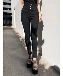 ハイウエストボタンジェギンス