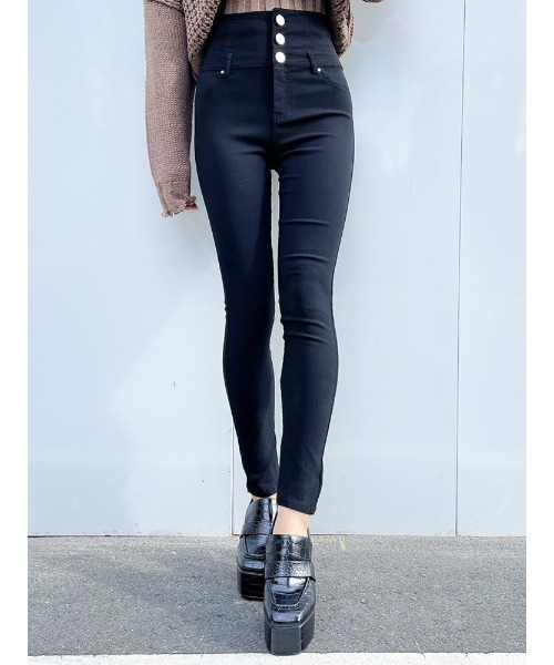 ENVYM（アンビー）の「ハイウエストボタンジェギンス（その他パンツ・レディース・ブラック・S/M）」の2枚目の写真