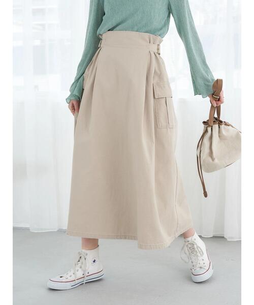 earth music&ecology（アースミュージックアンドエコロジー）の「綿ツイルワークスカート（スカート・レディース・カーキ/グレイッシュベージュ・FREE）」の12枚目の写真