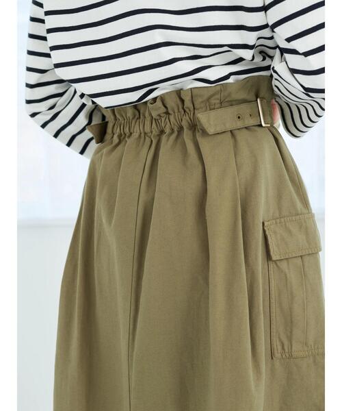 earth music&ecology（アースミュージックアンドエコロジー）の「綿ツイルワークスカート（スカート・レディース・カーキ/グレイッシュベージュ・FREE）」の18枚目の写真