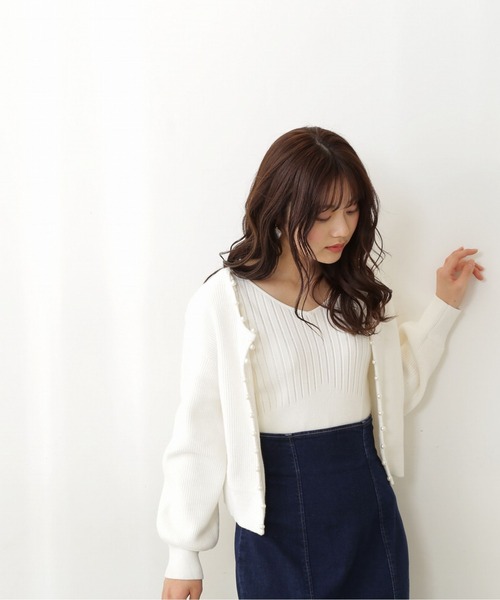 PROPORTION BODY DRESSING(プロポーションボディドレッシング)の「パールカーデ / 1212174201(カーディガン/ボレロ・レディース・ホワイト/ネイビー/イエロー・FREE)」の2枚目の写真