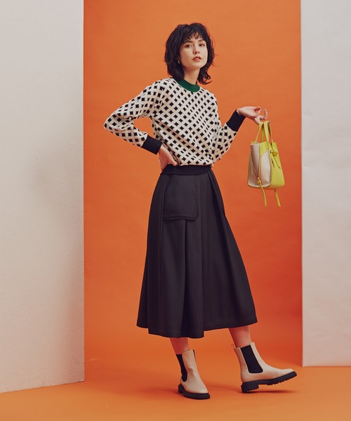 N.（N. Natural Beauty Basic）（エヌエヌナチュラルビューティーベーシック）の「◆ポップジャガードニット（ニット/セーター・レディース・ブラック系その他/オレンジ系その他・MEDIUM）」の3枚目の写真