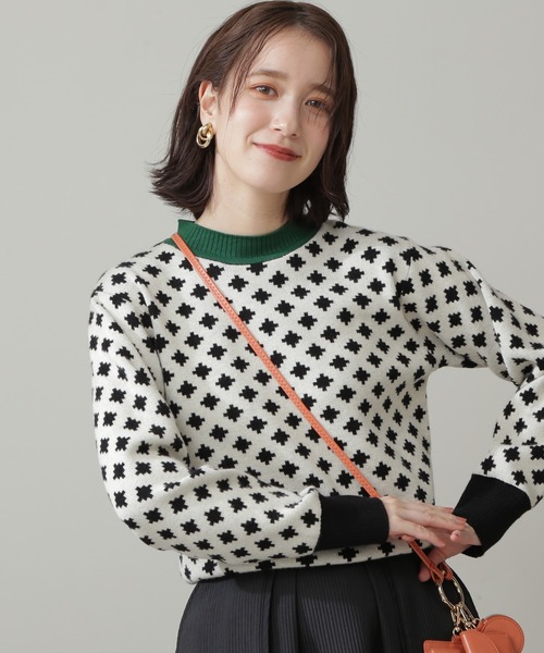 N.（N. Natural Beauty Basic）（エヌエヌナチュラルビューティーベーシック）の「◆ポップジャガードニット（ニット/セーター・レディース・ブラック系その他/オレンジ系その他・MEDIUM）」の7枚目の写真