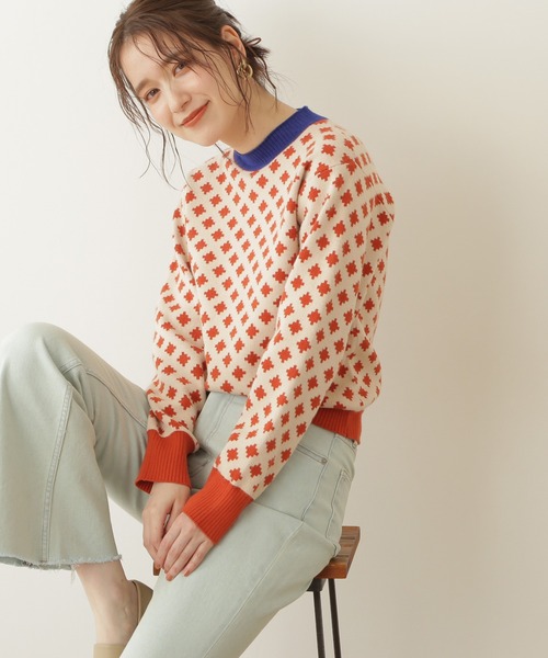 N.（N. Natural Beauty Basic）（エヌエヌナチュラルビューティーベーシック）の「◆ポップジャガードニット（ニット/セーター・レディース・ブラック系その他/オレンジ系その他・MEDIUM）」の14枚目の写真