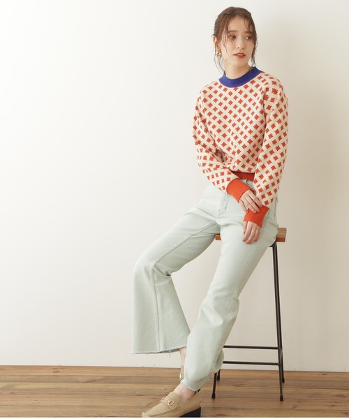 N.（N. Natural Beauty Basic）（エヌエヌナチュラルビューティーベーシック）の「◆ポップジャガードニット（ニット/セーター・レディース・ブラック系その他/オレンジ系その他・MEDIUM）」の12枚目の写真