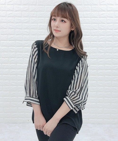 Lace Ladies(レースレディース)の「七分袖 ドッキングブラウス(シャツ/ブラウス・レディース・ブラック/ホワイト・S/XL/L/M)」の15枚目の写真