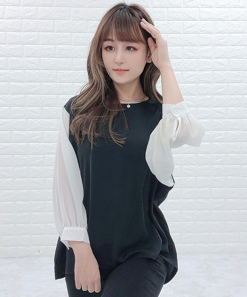 Lace Ladies(レースレディース)の「七分袖 ドッキングブラウス(シャツ/ブラウス・レディース・ブラック/ホワイト・S/XL/L/M)」の16枚目の写真
