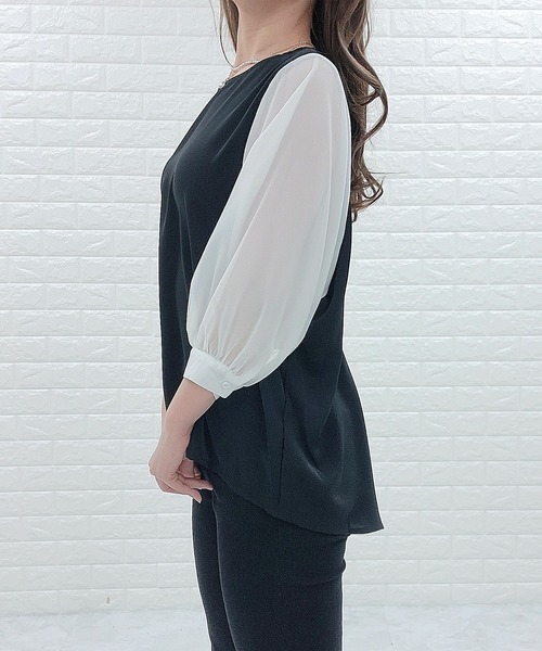Lace Ladies(レースレディース)の「七分袖 ドッキングブラウス(シャツ/ブラウス・レディース・ブラック/ホワイト・S/XL/L/M)」の12枚目の写真