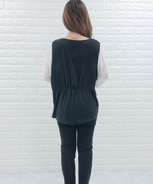Lace Ladies(レースレディース)の「七分袖 ドッキングブラウス(シャツ/ブラウス・レディース・ブラック/ホワイト・S/XL/L/M)」の14枚目の写真