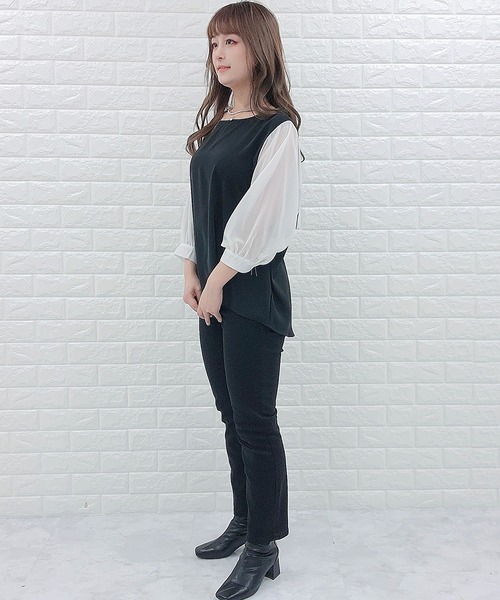 Lace Ladies(レースレディース)の「七分袖 ドッキングブラウス(シャツ/ブラウス・レディース・ブラック/ホワイト・S/XL/L/M)」の8枚目の写真