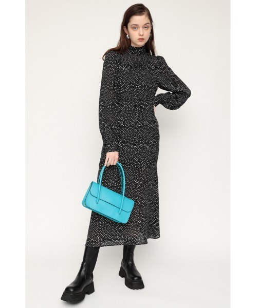 SLY(スライ)の「TINY DOT STAND TIE DRESS タイニー ドット スタンドタイ ドレス(ワンピース・レディース・ブラック系その他2/グリーン系その他2・FREE)」の2枚目の写真