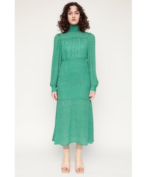 SLY(スライ)の「TINY DOT STAND TIE DRESS タイニー ドット スタンドタイ ドレス(ワンピース・レディース・ブラック系その他2/グリーン系その他2・FREE)」の1枚目の写真
