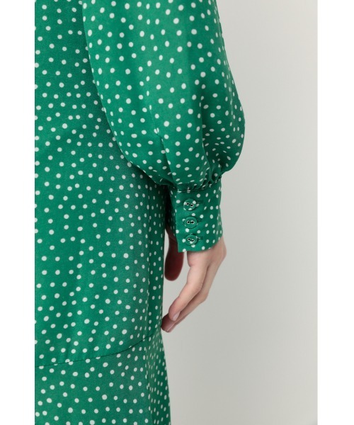 SLY(スライ)の「TINY DOT STAND TIE DRESS タイニー ドット スタンドタイ ドレス(ワンピース・レディース・ブラック系その他2/グリーン系その他2・FREE)」の3枚目の写真