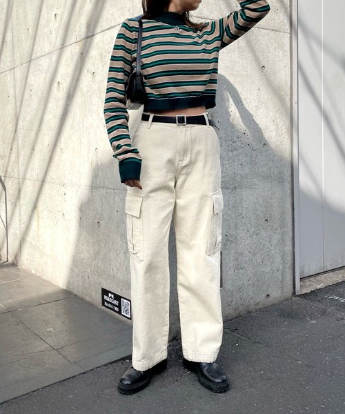 WHO'S WHO gallery（フーズフーギャラリー）の「フラワーカーゴパンツ（カーゴパンツ・レディース・カーキ/アイボリー/ブラック/ボルドー/ブラウン・FREE）」の9枚目の写真