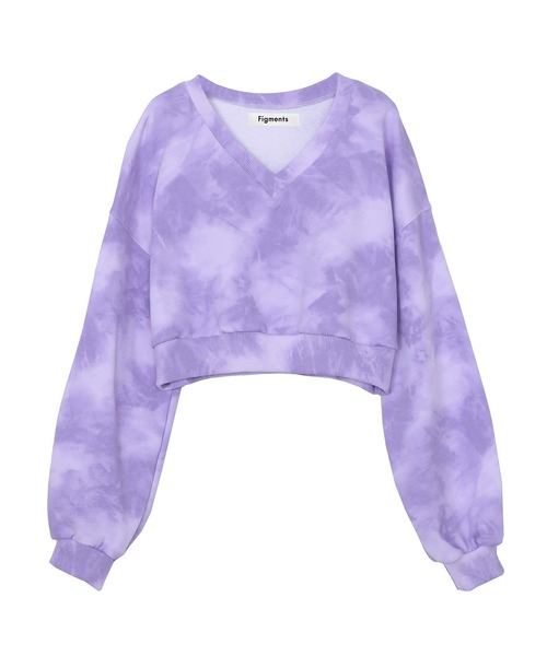 Figments（フィグメンツ）の「クロップドタイダイスウェット（スウェット・レディース・ブラック/パープル・FREE）」の5枚目の写真