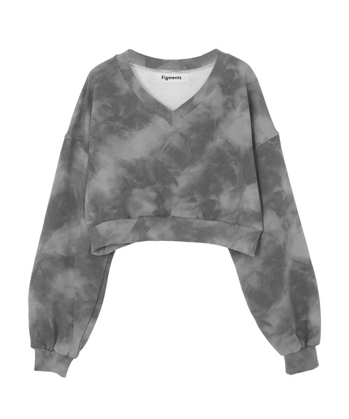 Figments（フィグメンツ）の「クロップドタイダイスウェット（スウェット・レディース・ブラック/パープル・FREE）」の6枚目の写真