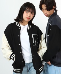Salong hameu | ビッグシルエット ワッペン刺繍スウェットスタジャン(スタジャン)