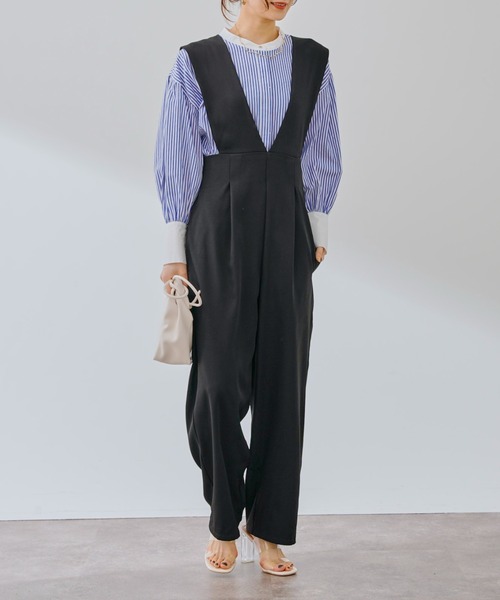 prose verse（プロズヴェール）の「バックベルトタック入りサロペット（サロペット/オーバーオール・レディース・ブラック/ベージュ/グレー・MEDIUM）」の4枚目の写真