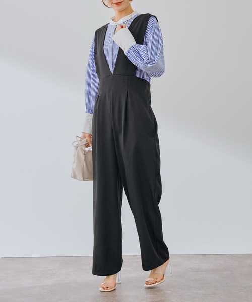 prose verse（プロズヴェール）の「バックベルトタック入りサロペット（サロペット/オーバーオール・レディース・ブラック/ベージュ/グレー・MEDIUM）」の21枚目の写真