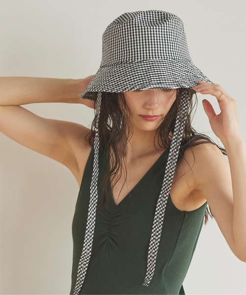 SEA DRESS（シードレス）の「ｷﾞﾝｶﾞﾑﾁｪｯｸﾊﾞｹｯﾄﾊｯﾄ（ハット・レディース・ブラック/ベージュ・FREE）」の9枚目の写真