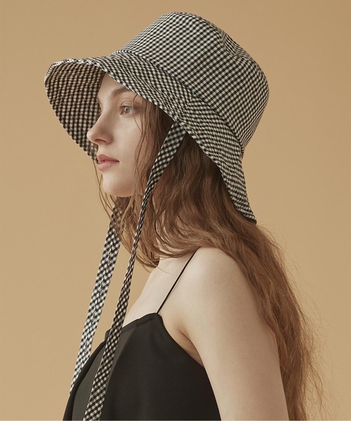 SEA DRESS（シードレス）の「ｷﾞﾝｶﾞﾑﾁｪｯｸﾊﾞｹｯﾄﾊｯﾄ（ハット・レディース・ブラック/ベージュ・FREE）」の4枚目の写真
