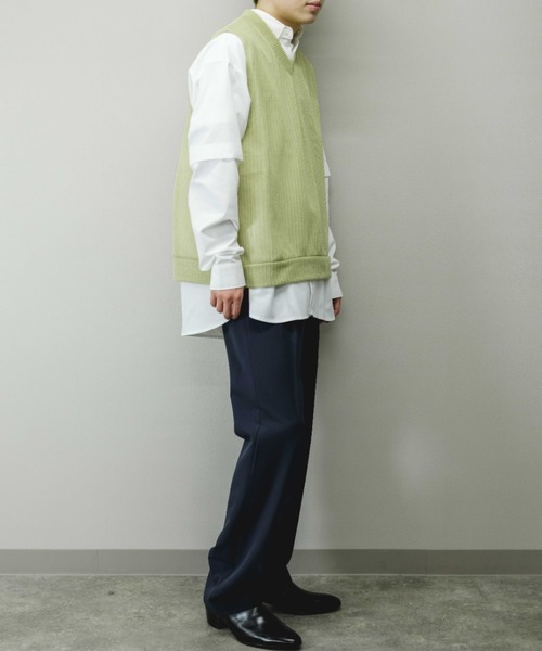 Chikashitsu +(チカシツプラス)の「【Chikashitsu +/チカシツプラス】see-through v neck knit vest/シースルーVネックニットベスト 重ね着 レイヤード(ベスト・メンズ・ブラック/イエロー/グレー・ONE SIZE)」の18枚目の写真