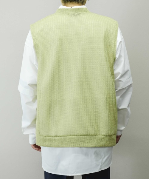 Chikashitsu +(チカシツプラス)の「【Chikashitsu +/チカシツプラス】see-through v neck knit vest/シースルーVネックニットベスト 重ね着 レイヤード(ベスト・メンズ・ブラック/イエロー/グレー・ONE SIZE)」の22枚目の写真